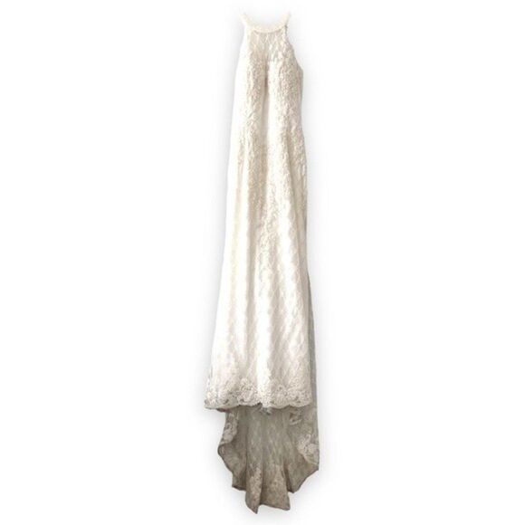 Tania Olsen Couture Wedding Dress Size 4 Ivory High Neck Beaded Halter Neck Gown - Picture 1 of 16